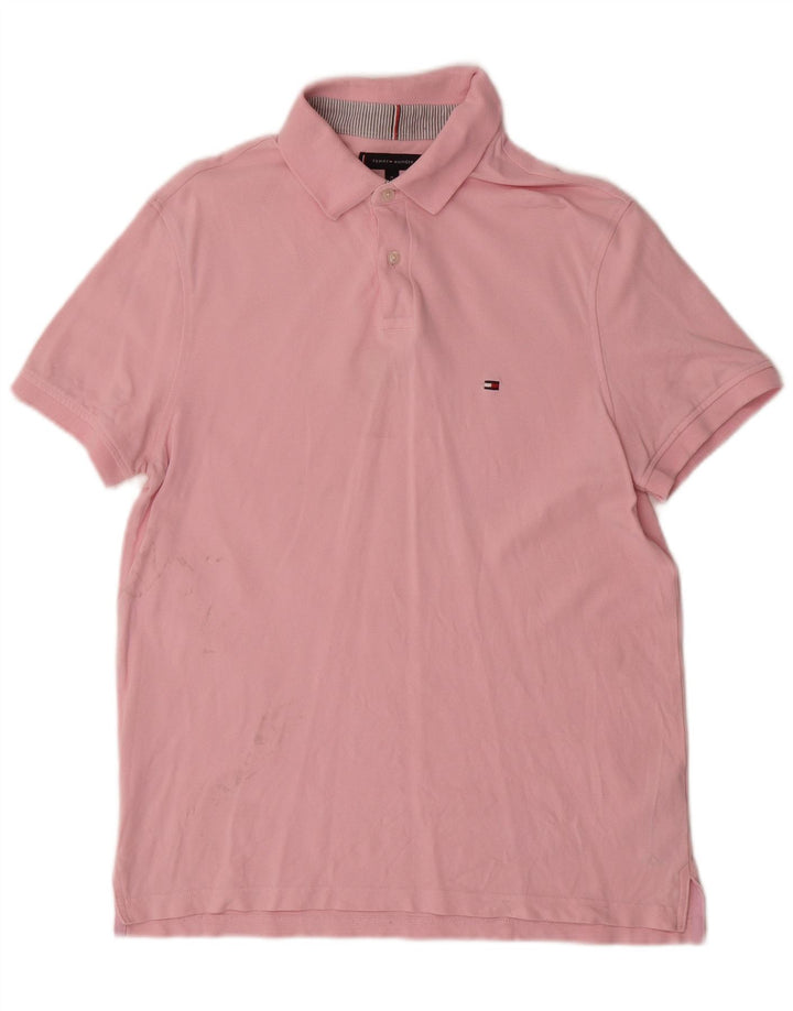 TOMMY HILFIGER Mens Regular Fit Polo Shirt Medium Pink Cotton