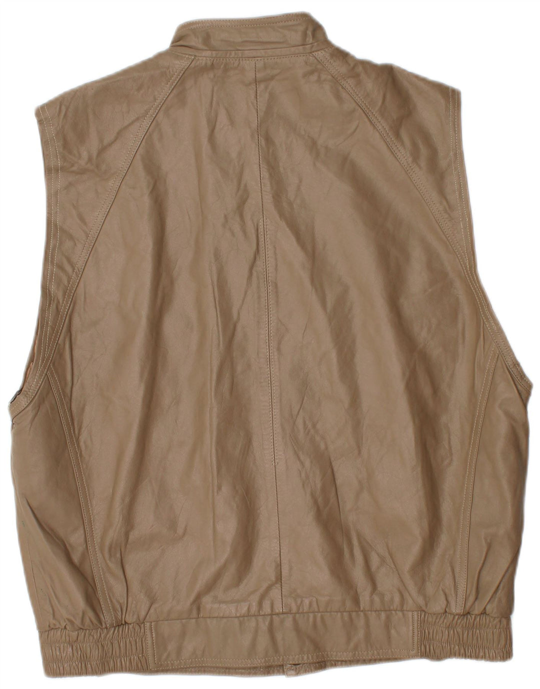 VINTAGE Ανδρικό Δερμάτινο Gilet UK 40 Μεγάλο Καφέ