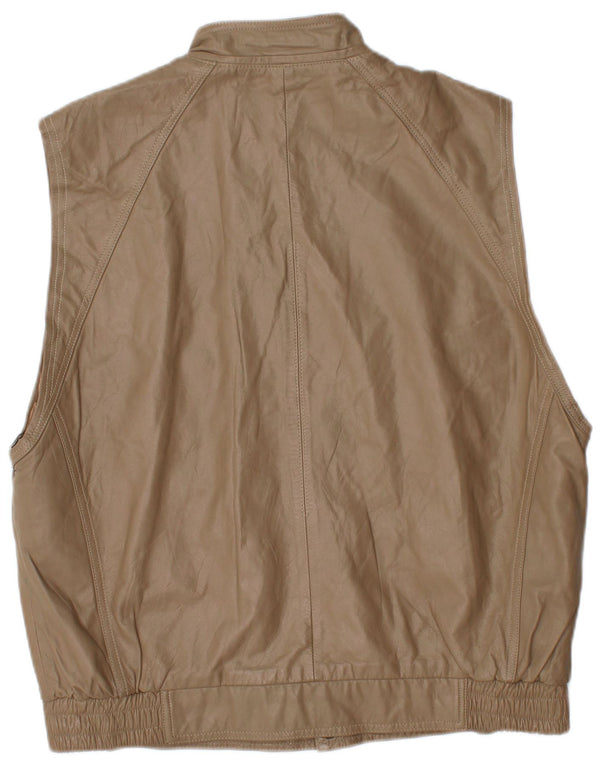 VINTAGE Ανδρικό Δερμάτινο Gilet UK 40 Μεγάλο Καφέ