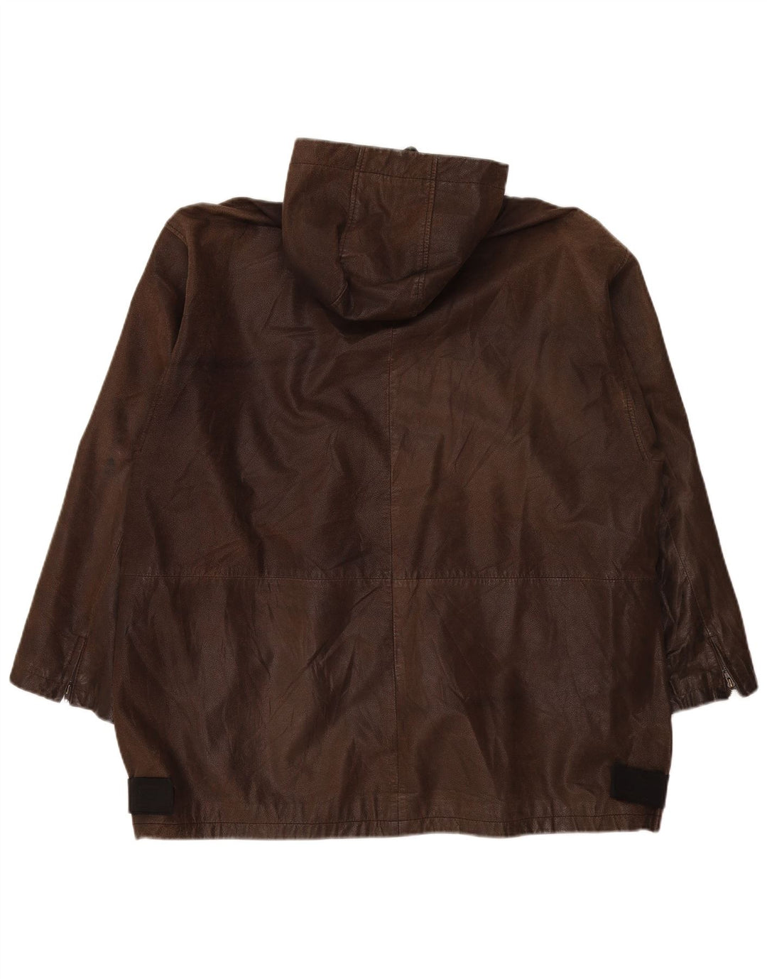 Ανδρικό δερμάτινο μπουφάν Conbipel με κουκούλα Loose Fit IT 52 Μεγάλο Καφέ