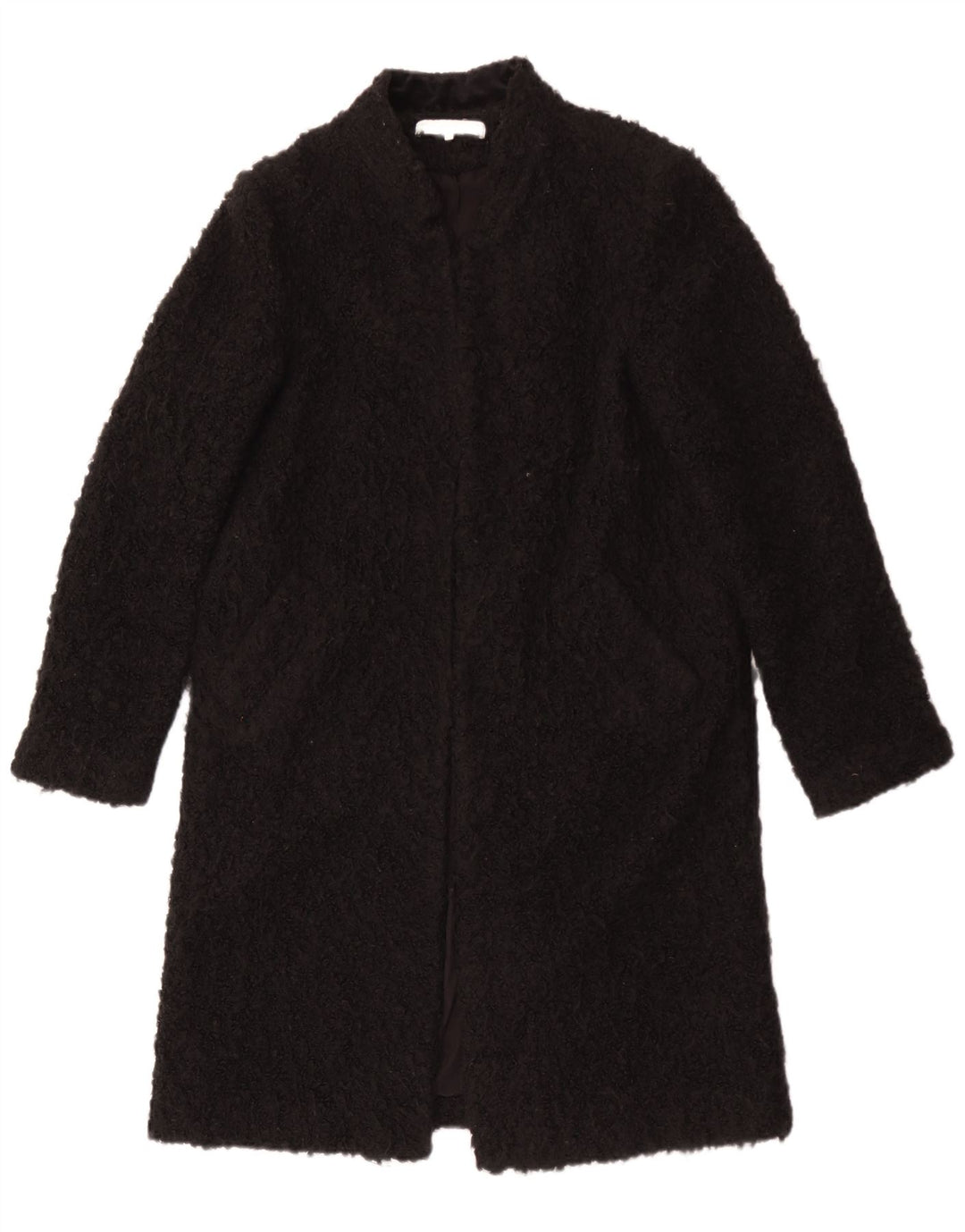 Zara Γυναικείο Teddy Open πανωφόρι UK 14 Medium Black Acrylic