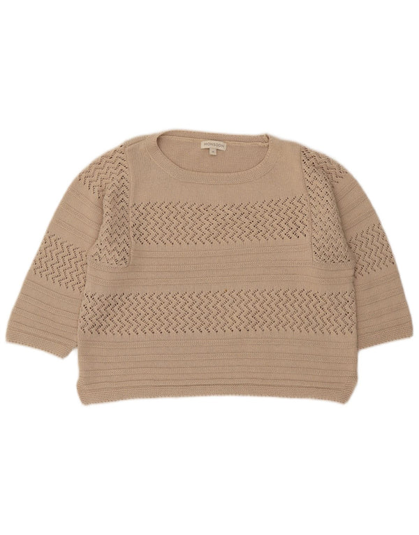 Γυναικείο πουλόβερ Monsoon Crop 3/4 Sleeve Boat Neck Jumper UK 14 Medium Beige