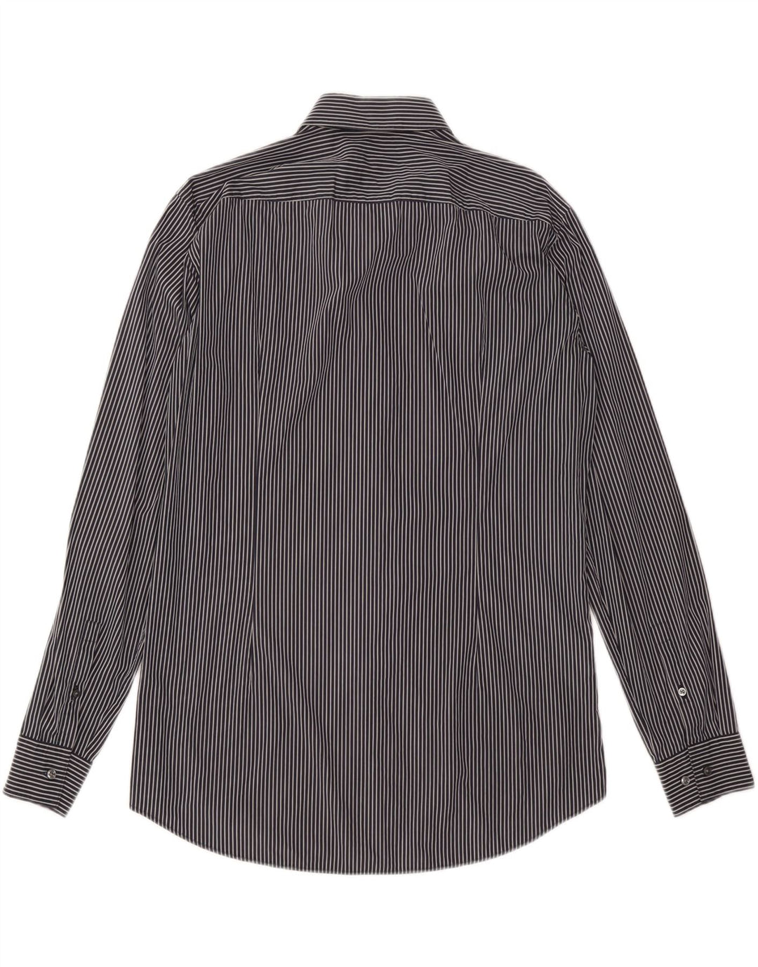 HUGO BOSS Mens Stretch Shirt Size 42 16 1/2 Large Black Pinstripe