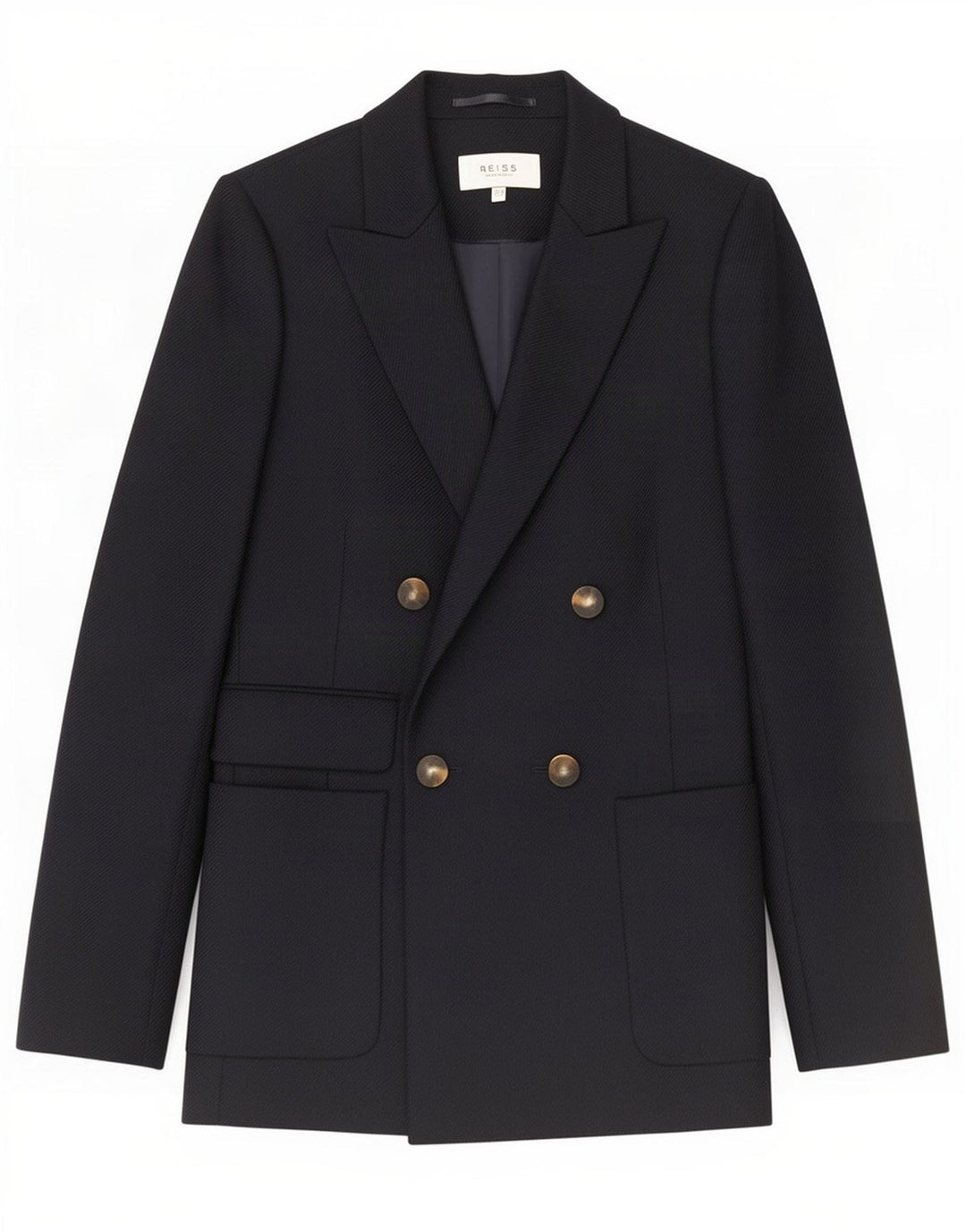 Reiss γυναικείο μπουφάν σακάκι με διπλό στήθος UK 8 Small Navy Blue Wool