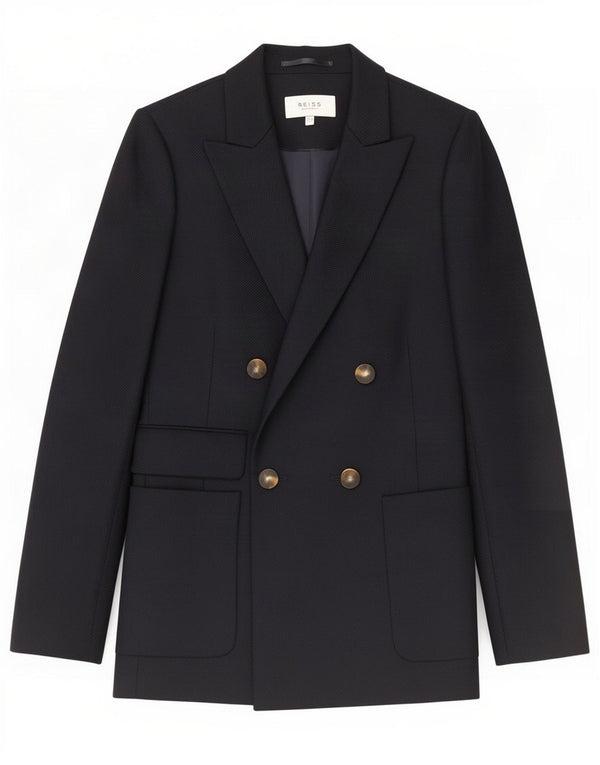 Reiss γυναικείο μπουφάν σακάκι με διπλό στήθος UK 8 Small Navy Blue Wool