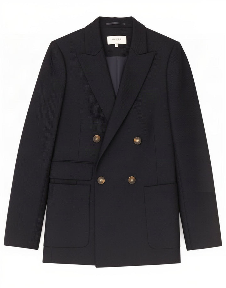 Reiss γυναικείο μπουφάν σακάκι με διπλό στήθος UK 8 Small Navy Blue Wool
