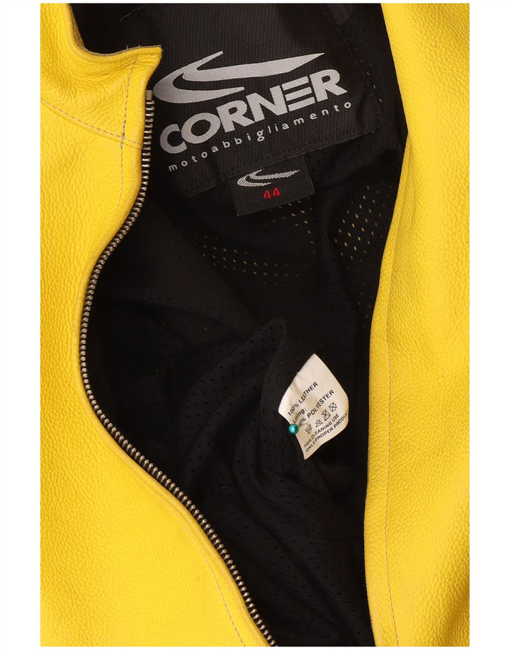 Γωνιακό Γυναικείο Crop Leather Racer Jacket IT 44 Medium Yellow Leather