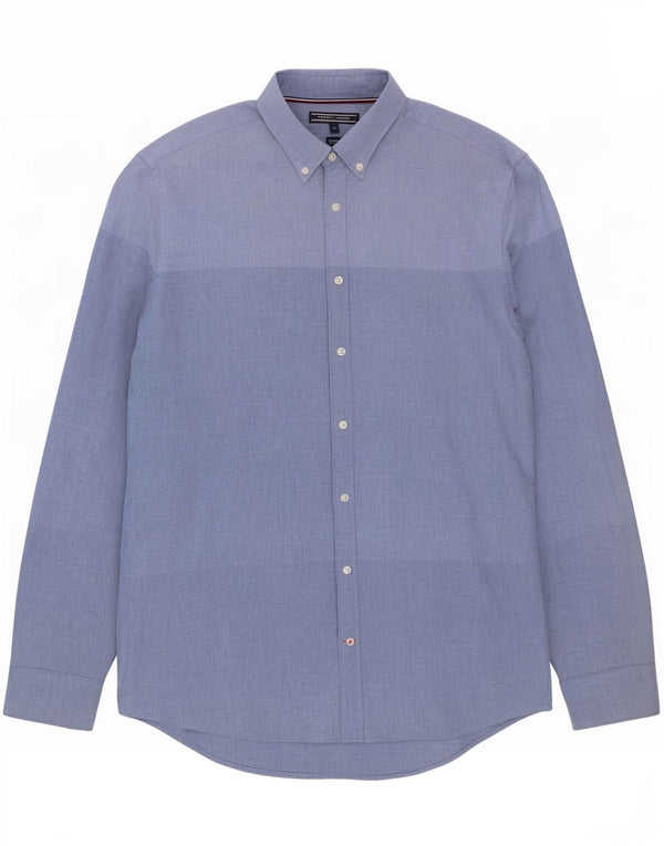 Tommy Hilfiger Ανδρικό πουκάμισο New York Fit XL Blue Colourblock Βαμβακερό