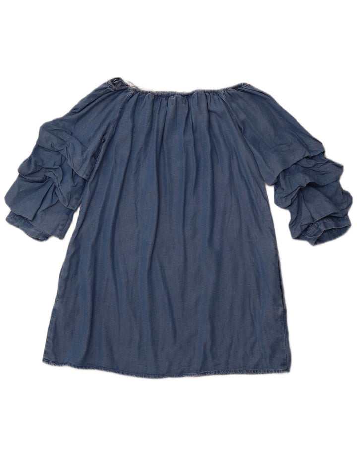 Γυναικείο 3/4 μανίκι ZARA μπλουζάκι ώμου UK 12 Medium Blue