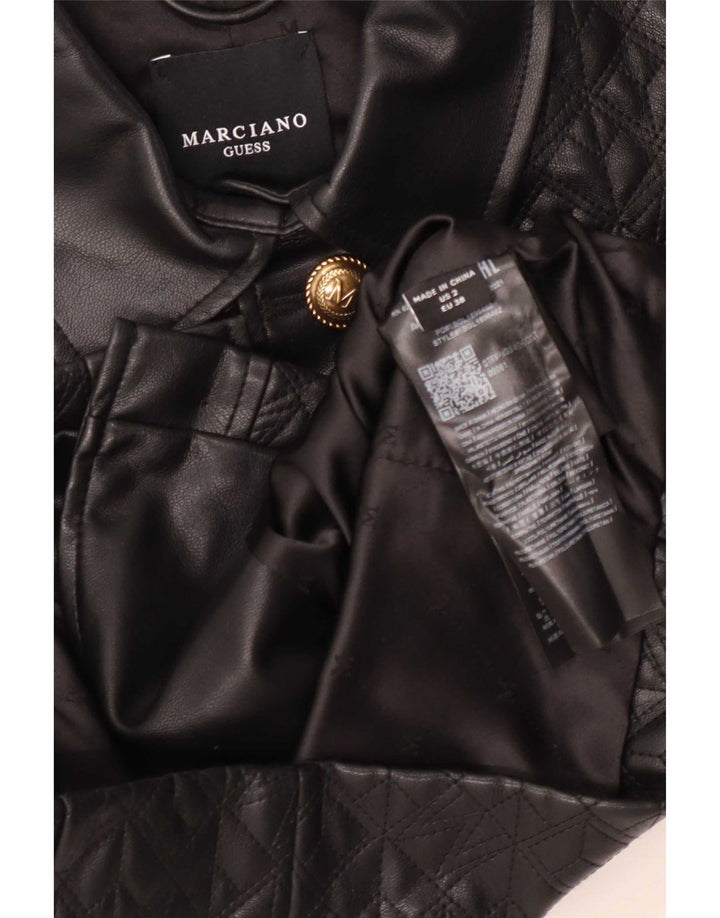 Guess Womens Crop Faux Leather Jacket US 2 XS Μαύρο Πολυαιθυλένιο