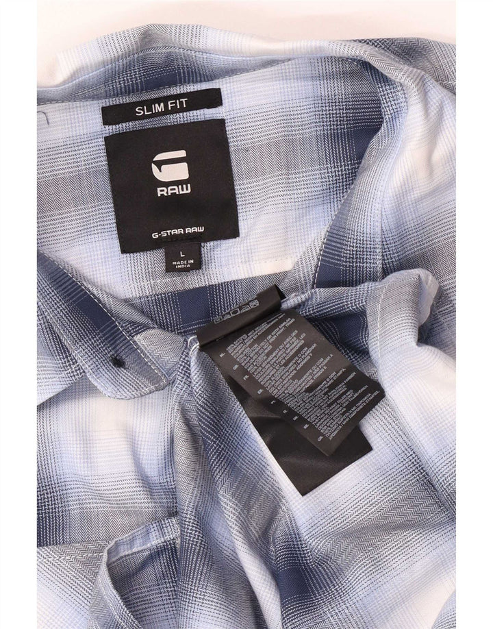 Ανδρικό πουκάμισο G-Star Slim Fit Large Blue Check Cotton