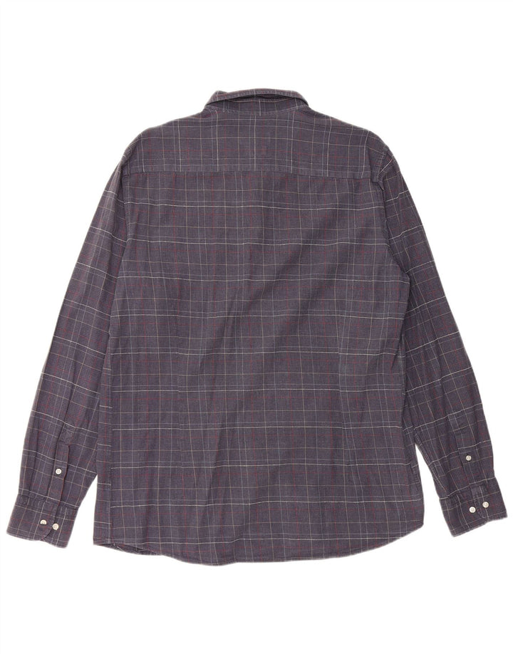MASSIMO DUTTI Ανδρικό πουκάμισο XL Navy Blue Houndstooth Βαμβακερό