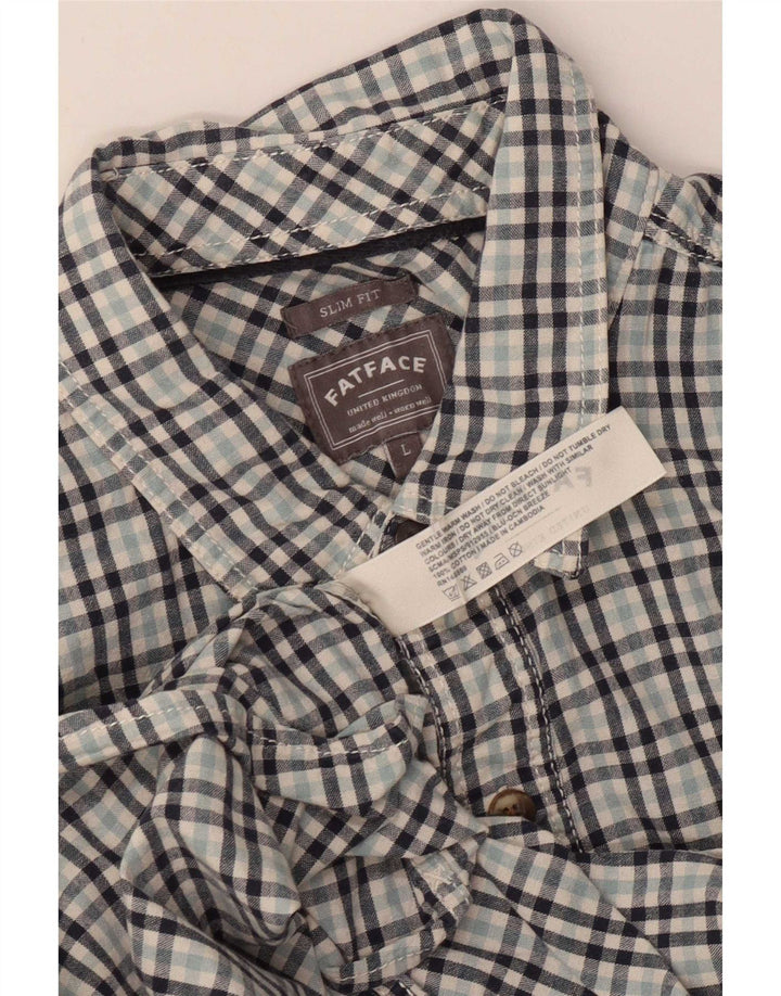 Fat Face Ανδρικό Slim Fit Πουκάμισο μεγάλο μπλε βαμβακερό Gingham