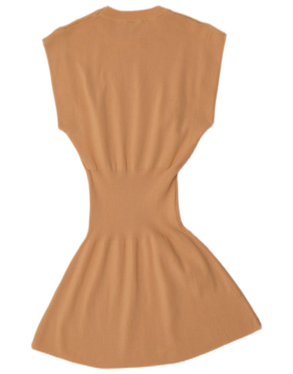Zara Γυναικείο κοντομάνικο φόρεμα UK 10 Small Beige