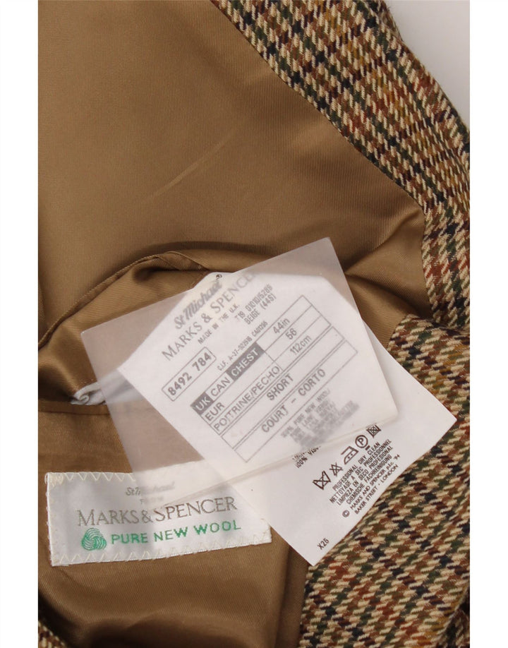 Marks & Spencer Ανδρικό σακάκι σακάκι με 2 κουμπιά UK 44 2XL καφέ Houndstooth