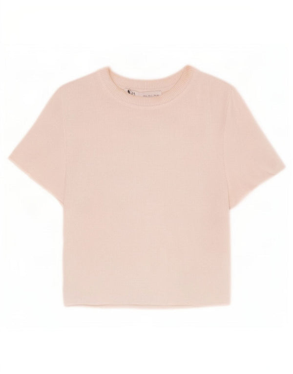 Zara Γυναικείο T-Shirt Top UK 10 Small Off White Viscose