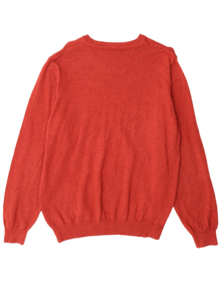Ανδρικό πουλόβερ Marks & Spencer Boat Neck Jumper Μεγάλο κόκκινο βαμβακερό