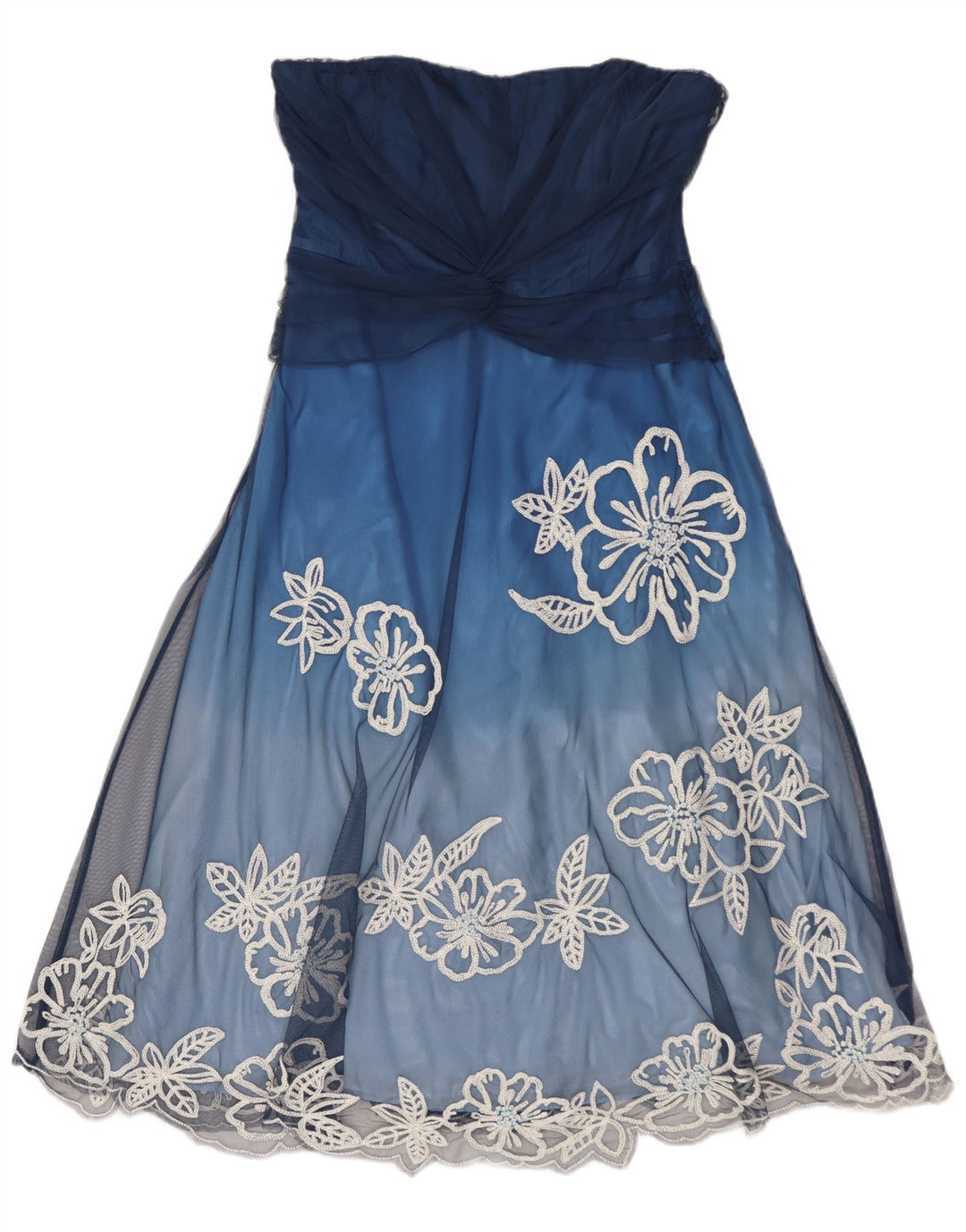 Γυναικείο στράπλες φόρεμα COAST UK 10 Small Blue Floral Polyester