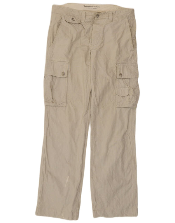 Zara Ανδρικό ίσιο παντελόνι Cargo EU 44 Large W34 L34 Beige Pinstripe