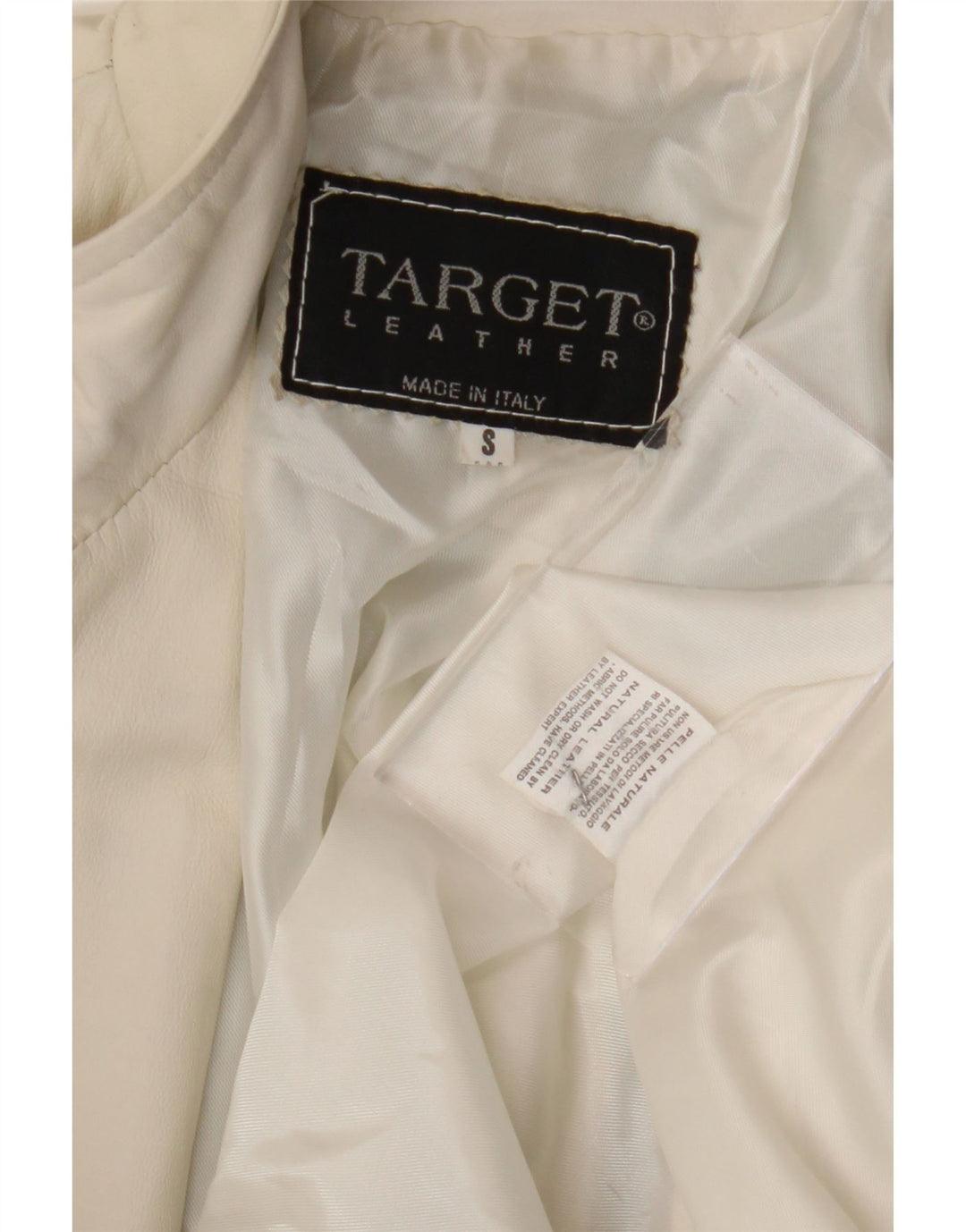 VINTAGE Womens Leather Coat UK 10 Small White Leather Vintage Vintage and Second-Hand Vintage from Messina Hembry 