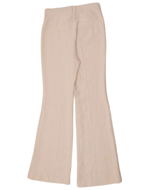 Zara Γυναικείο Flare Casual Παντελόνι Small W26 L32 Λευκό βαμβακερό