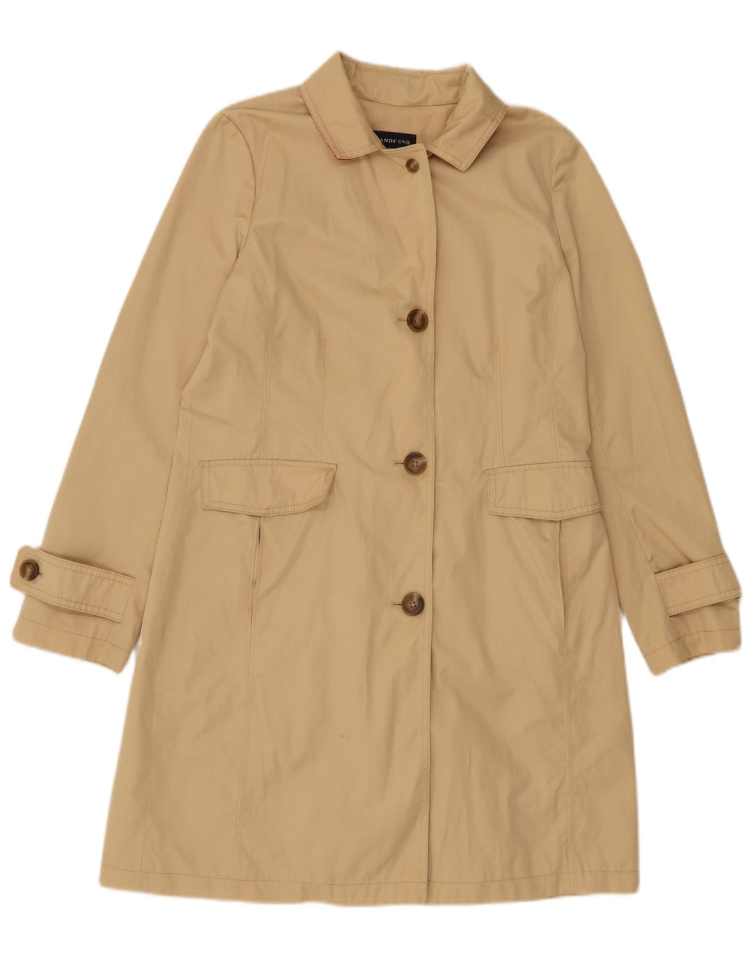 Lands End Γυναικεία Trench Coat UK 10 Small Beige Cotton