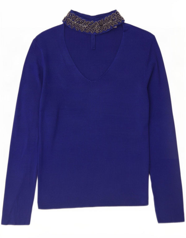 Γυναικεία μακρυμάνικη μπλούζα Oasis Top 14 UK Large Navy Blue Viscose