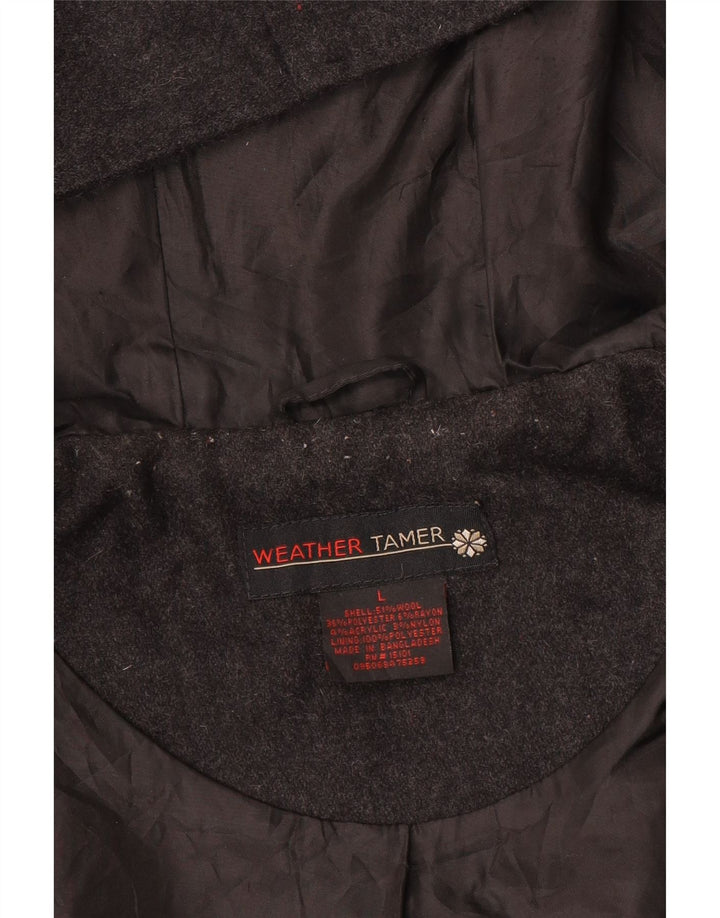 VINTAGE Γυναικείο μπουφάν με κουκούλα Duffle UK 16 Large Grey Wool