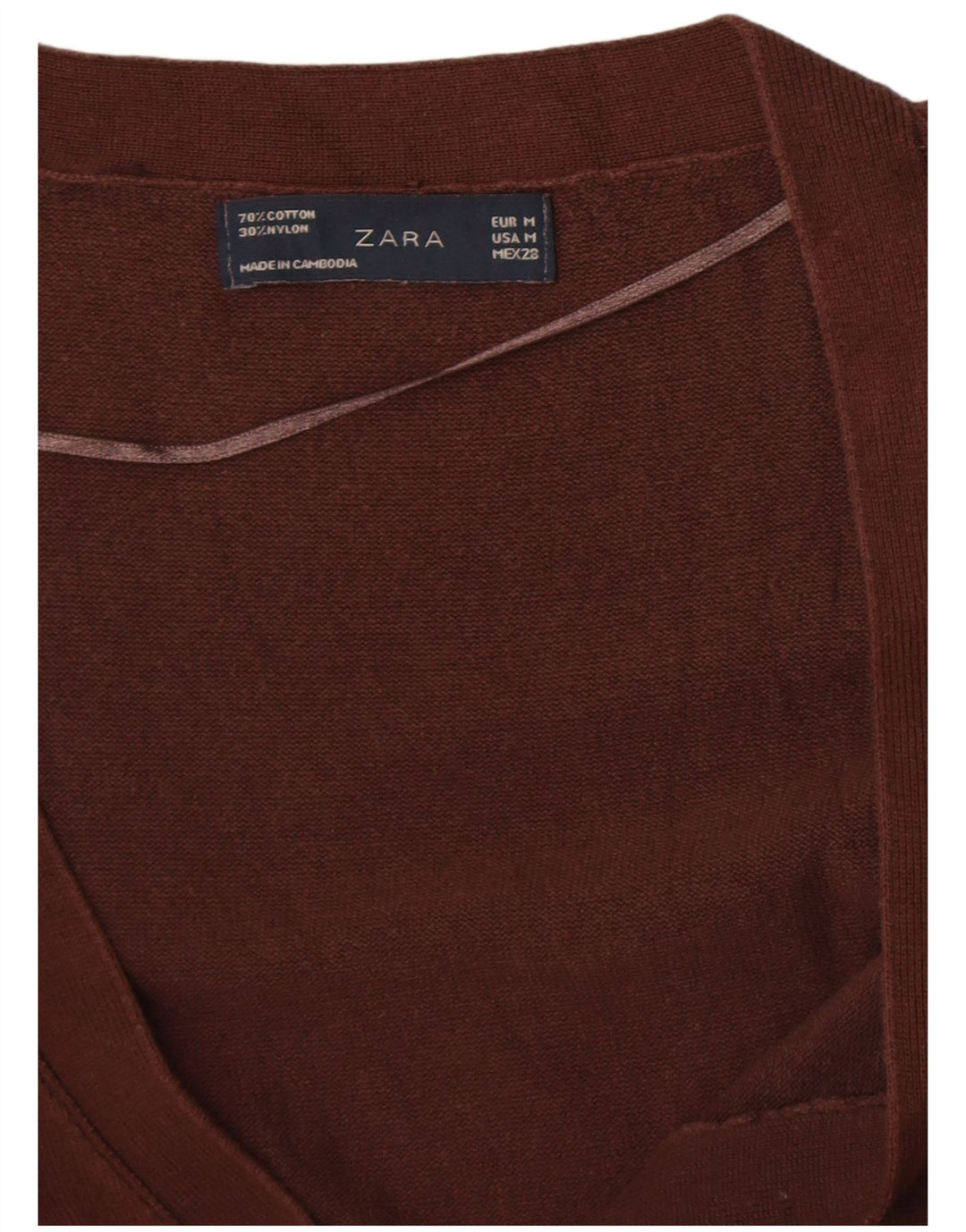 Zara Γυναικείο πουλόβερ ζακέτα UK 12 μεσαίο καφέ βαμβακερό