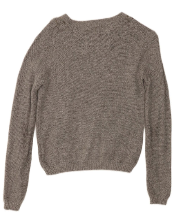 JACK WILLS Γυναικείο πουλόβερ με λαιμόκοψη με λαιμόκοψη UK 6 XS Γκρι βαμβακερό