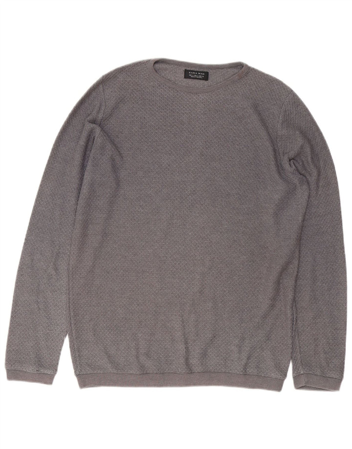 Ανδρικό πουλόβερ Zara Boat Neck Jumper Μικρό Γκρι