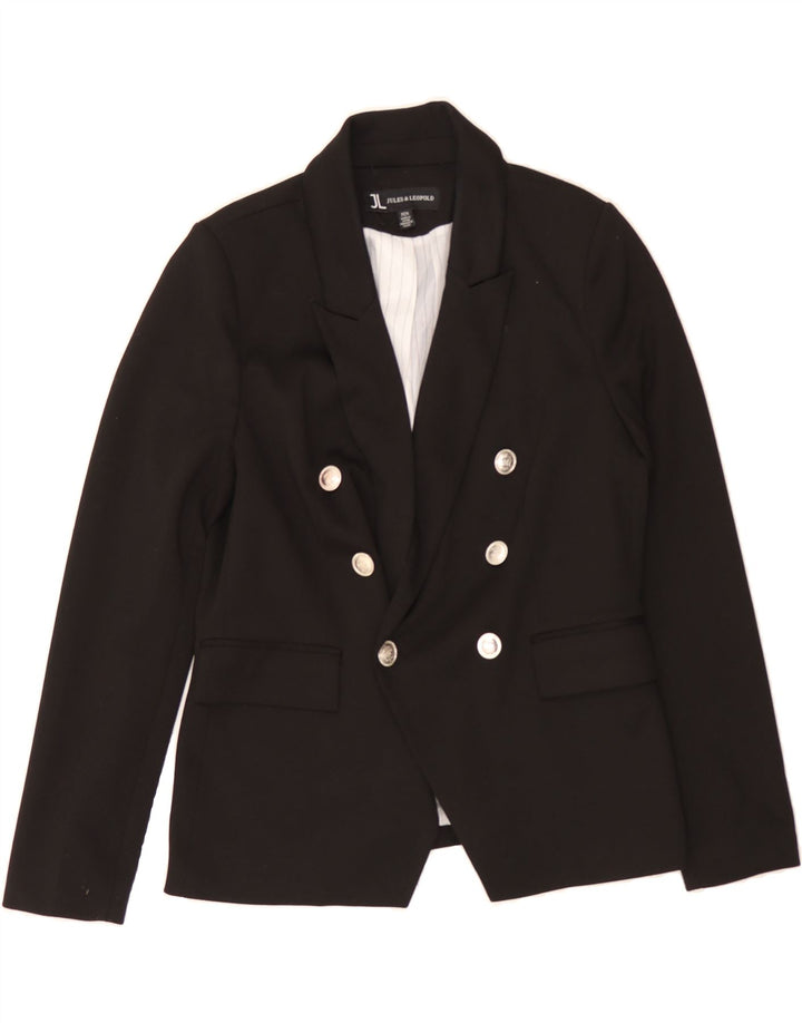 JULES Womens Double Breasted Blazer Jacket UK 14 Medium Black Polyester Vintage Jules and Second-Hand Jules from Messina Hembry 