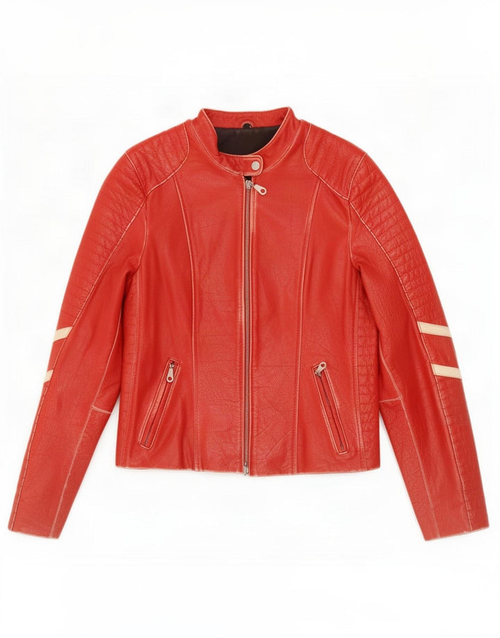 Gipsy Womens Leather Racer Jacket UK 14 Large Red Ride