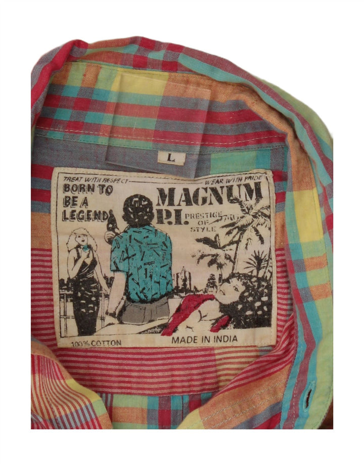 MAGNUM Mens Short Sleeve Shirt Large Multicoloured Check Cotton Vintage Magnum and Second-Hand Magnum from Messina Hembry 