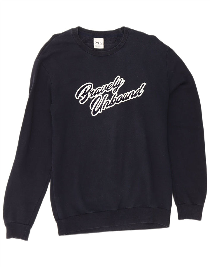 Ανδρικό γραφικό φούτερ Zara Jumper Medium Navy Blue