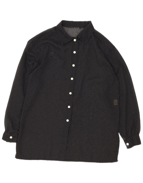 Vintage γυναικείο πουκάμισο UK 16 Large Black Spotted