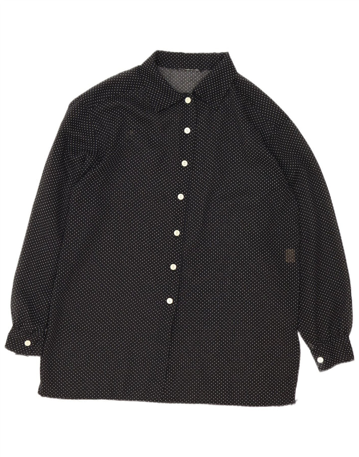 Vintage γυναικείο πουκάμισο UK 16 Large Black Spotted