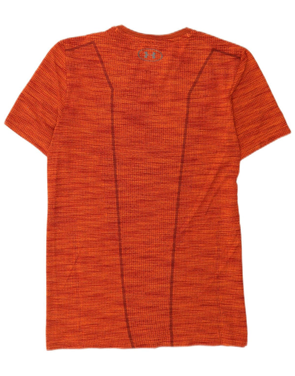 Ανδρικό μπλουζάκι Under Armor Heat Gear Top Μικρό πορτοκαλί ριγέ πολυεστέρα
