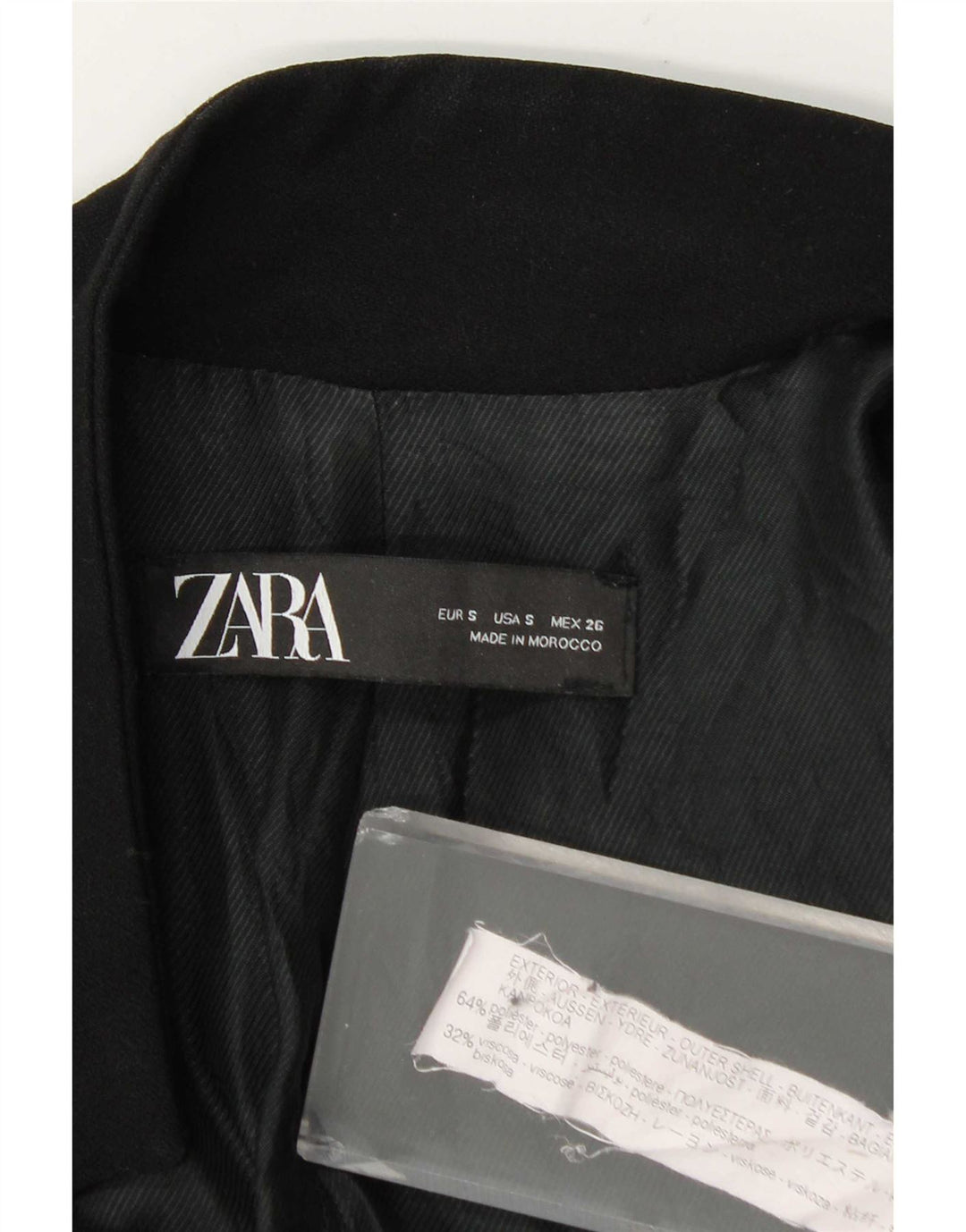 Zara Γυναικείο Longline Blazer Jacket UK 10 Small Black Polyester