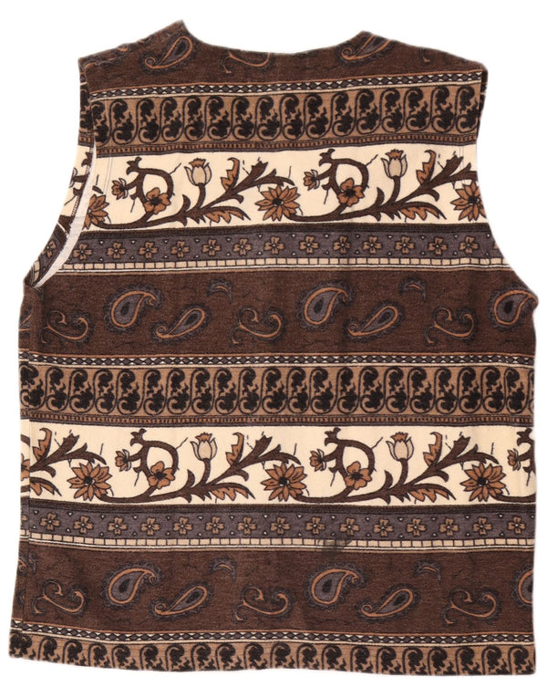 Dolce Vita Womens Gilet UK 16 Large Brown Paisley Cotton