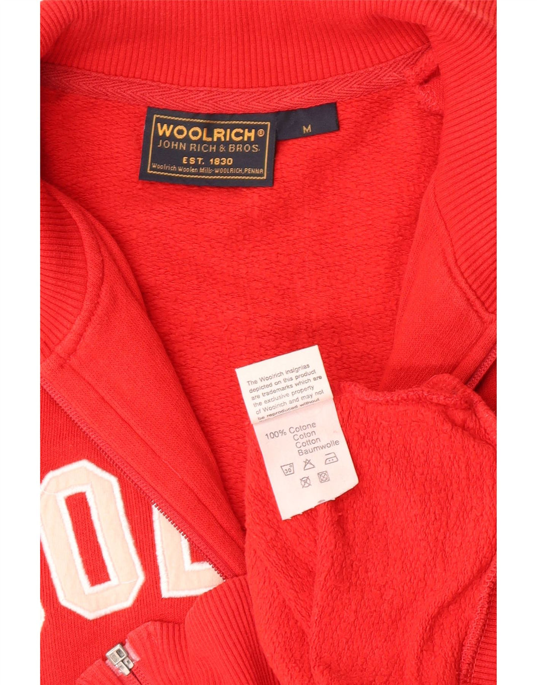 Woolrich Γυναικεία αθλητική φόρμα γραφικά Top Jacket UK 12 μεσαίο κόκκινο βαμβακερό