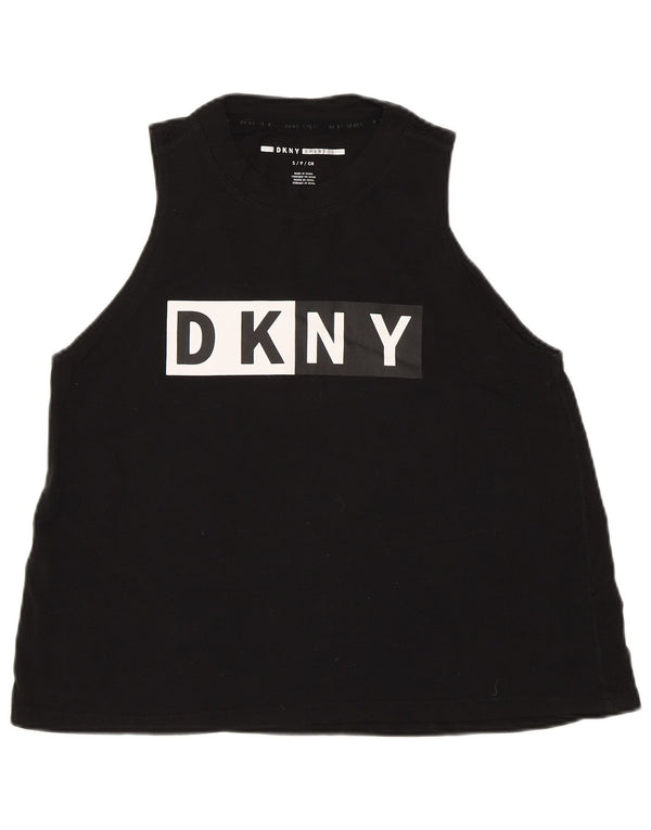Γυναικείο γραφικό γιλέκο DKNY Top UK 10 Small μαύρο βαμβακερό