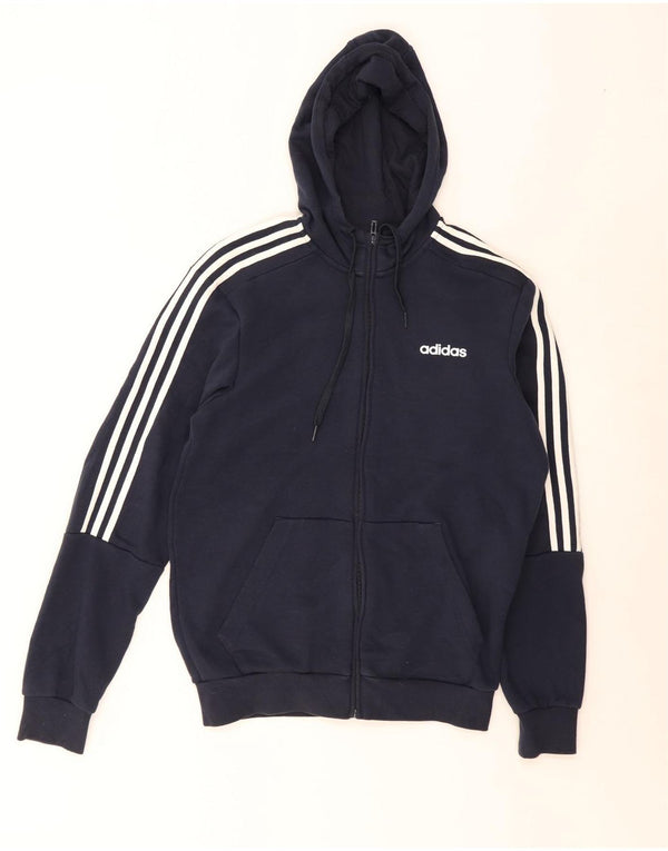 Ανδρικό πουλόβερ με κουκούλα με φερμουάρ Adidas, μεσαίο μπλε βαμβακερό