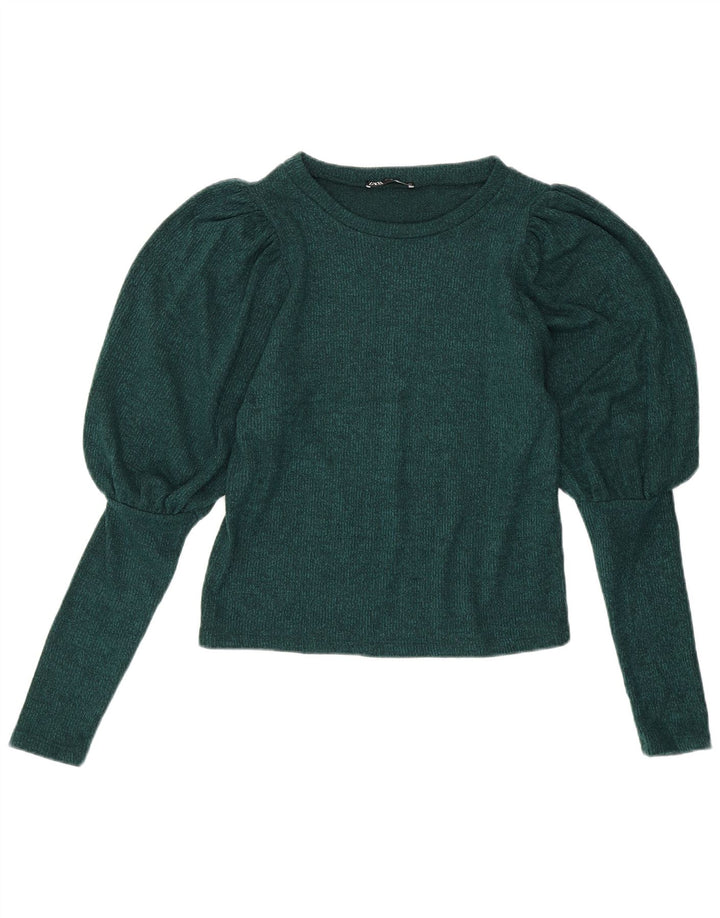 ZARA Γυναικείο πουλόβερ με λαιμόκαυστο UK 10 Small Green