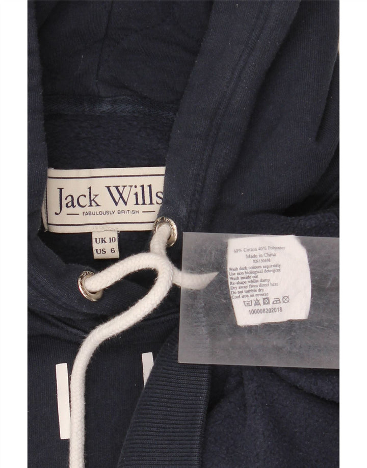 JACK WILLS Γυναικείο γραφικό υπερμεγέθη κουκούλα UK 10 Small Navy Blue