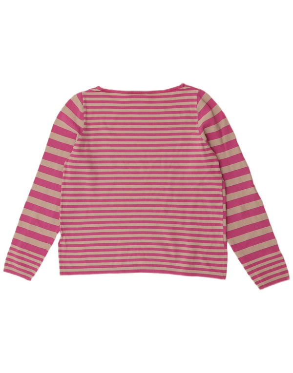 Tommy Hilfiger Womens Boat Neck Jumper Sweater UK 14 Large Pink Striped