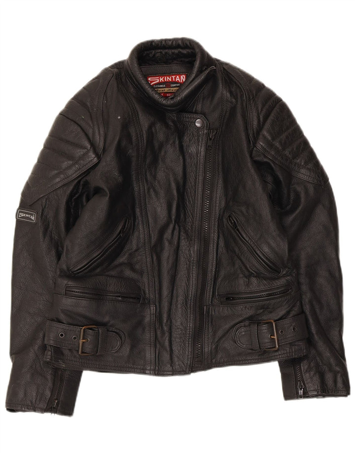 SKINTAN Γυναικείο Δερμάτινο Μπουφάν Racer UK 10 Small Black Leather