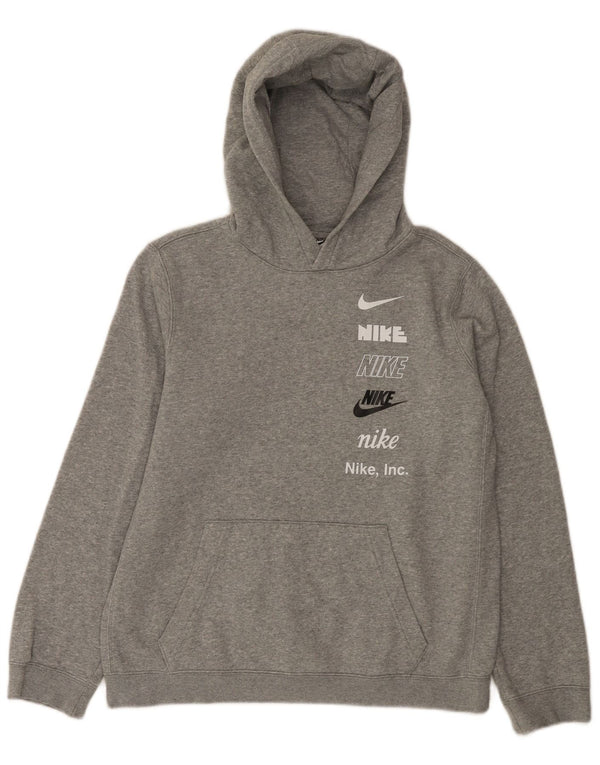 Nike Boys Graphic Hoodie Jumper 13-14 Years XL Γκρι βαμβακερό
