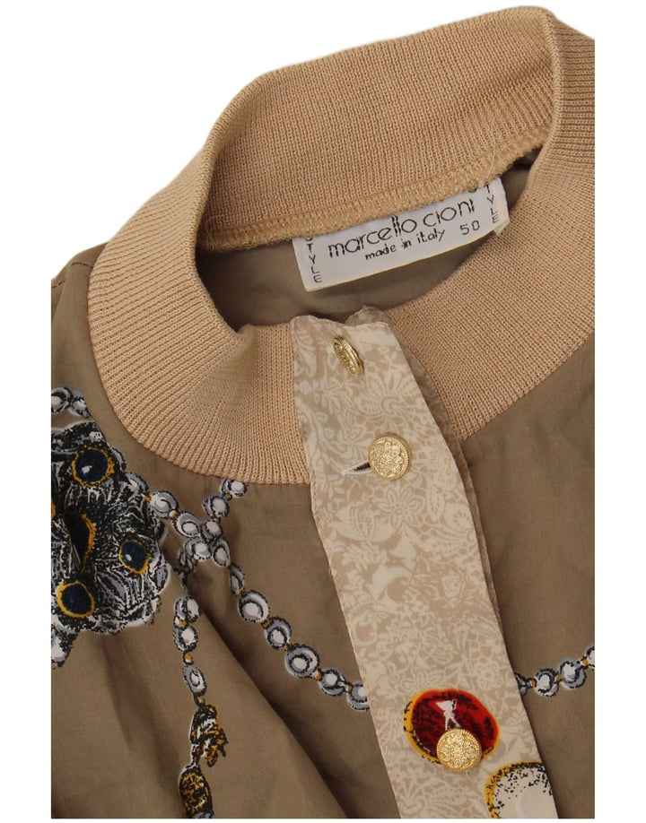 Marcello Cioni Γυναικείο γραφικό μπουφάν Bomber IT 50 XL Beige Colourblock