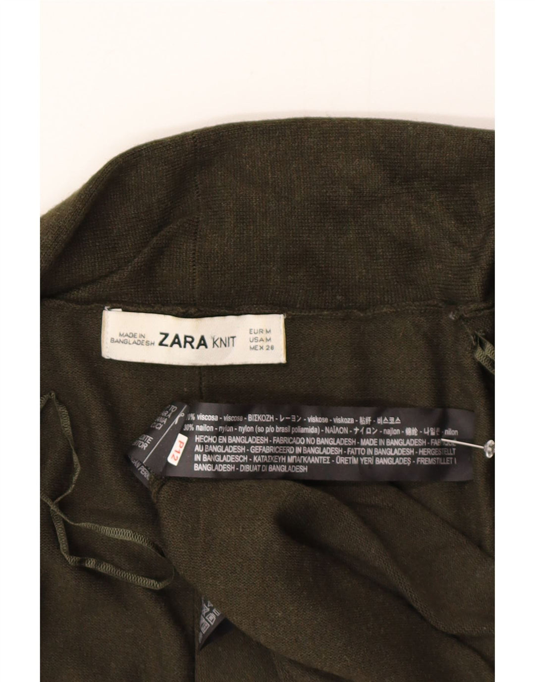 Zara Γυναικείο ανοιχτό πουλόβερ ζακέτα UK 12 μεσαία πράσινη βισκόζη